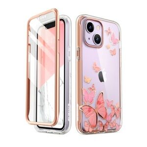 Butterfly Design IPhone 14 Case - Pink and Clear